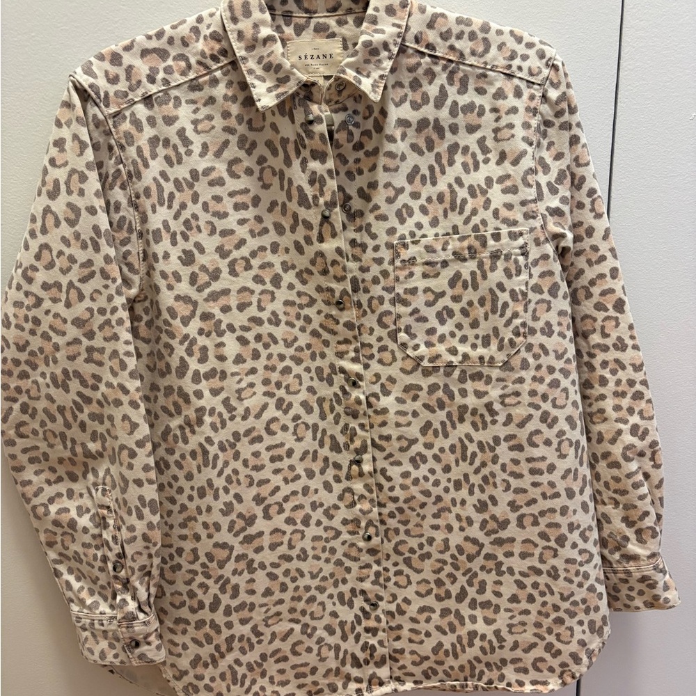 Sezane Leopard Print Max Shirt